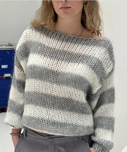 Striped Plush Pullover Sweater