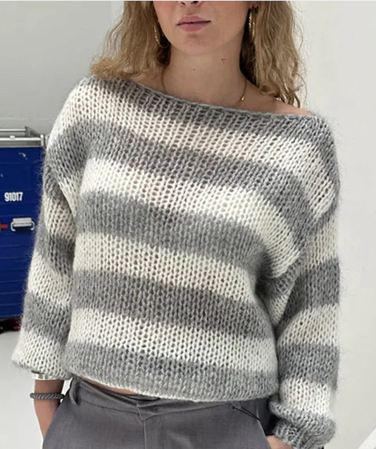 Striped Plush Pullover Sweater